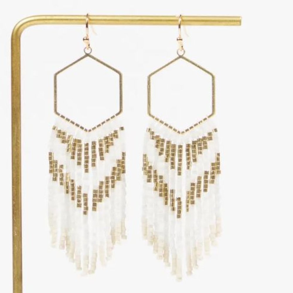 Boho Beaded Fringe Earrings